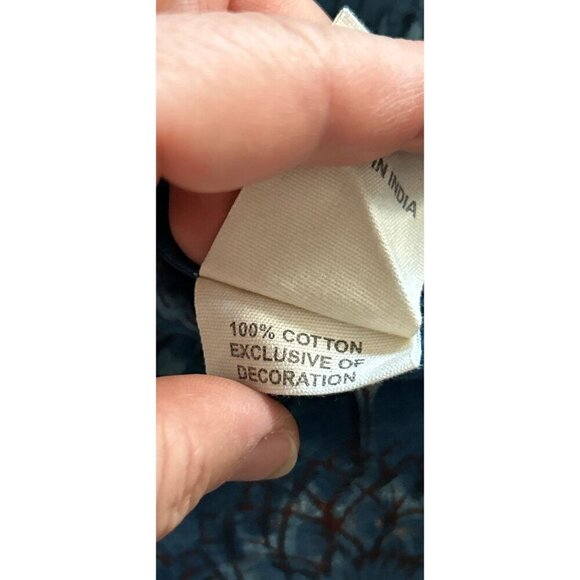 FABINDIA Printed Cotton Collared Tunic Peasant Boho Blouse Blue Size XSmall - Picture 8 of 9